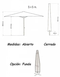 comprar Parasol 5x5 GIANT para hosteleria