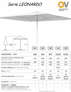 comprar Parasoles Modelo LEONARDO Rectangulares para hosteleria