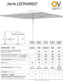 comprar Parasoles Modelo LEONARDO Rectangulares para hosteleria